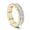 Luxury Emerald cut lab grown diamond full eternity wedding ringin 14K yellow gold