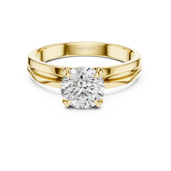 Classic round diamond engagement ring crown prong setting with lab grown diamonds-luxeornate