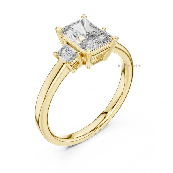 Luxury trilogy lab grown diamond engagement ring gold