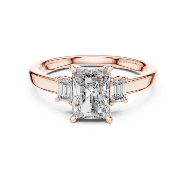 Elegant radiant emerald cut lab diamond ring with lab grown diamond