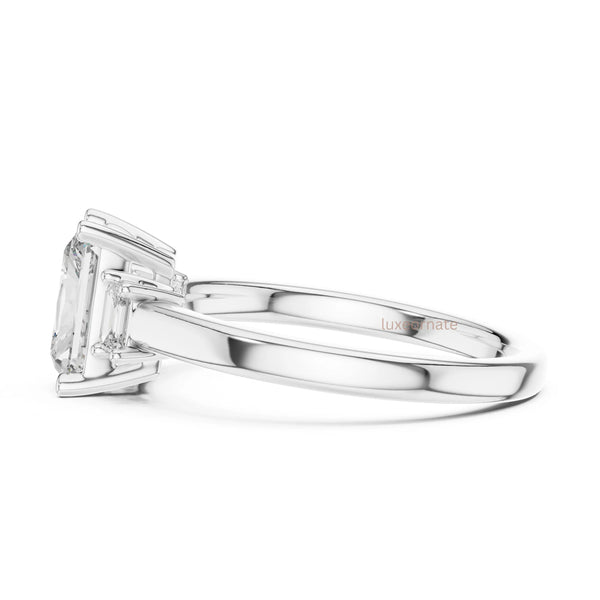 Sustainable lab grown diamond ring with three stone diamond daily wear ring