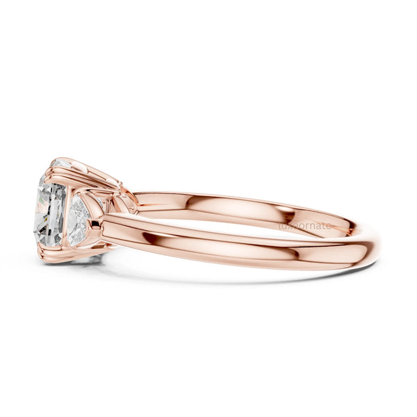 Modern yet timeless oval diamond ring with elegant side stones and smooth comfort fit band