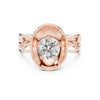 Modern rose gold round diamond solitaire ring with sundisc bezel
