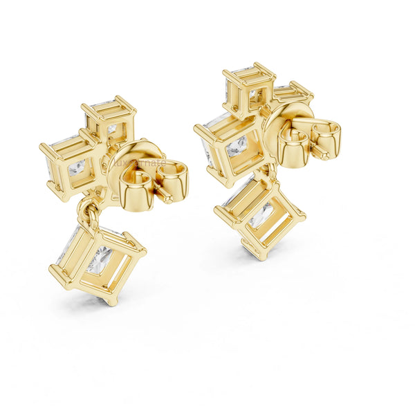 Elegant princess cut diamond earrings ethical fine jewelry
