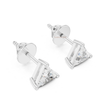 Solid gold triangle/trillion diamond stud earrings push back setting luxury jewelry design 