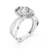 Modern white gold round diamond solitaire ring with sundisc bezel