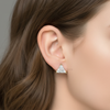 Solid gold triangle/trillion diamond stud earrings push back setting luxury jewelry design 