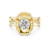 Modern yellow gold round diamond solitaire ring with sundisc bezel