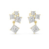Princess cut lab grown diamond drop earrings in yellow gold
