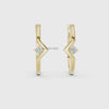 Everyday luxury diamond Bali earrings with sleek corner silhouette and brilliant diamond