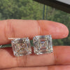 Asscher Cut Diamond Solitaire Stud Earrings
